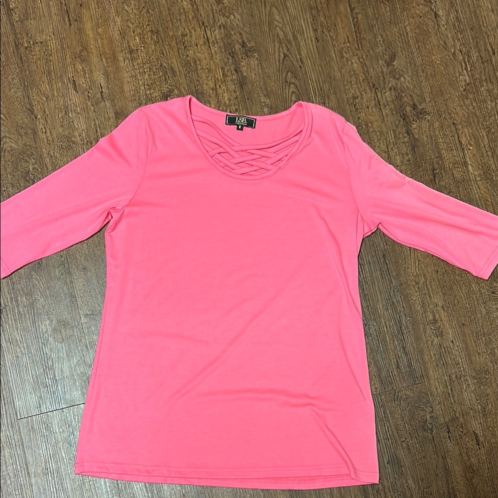 L&B Pink Fitted Long Sleeve T-Shirt NWOT